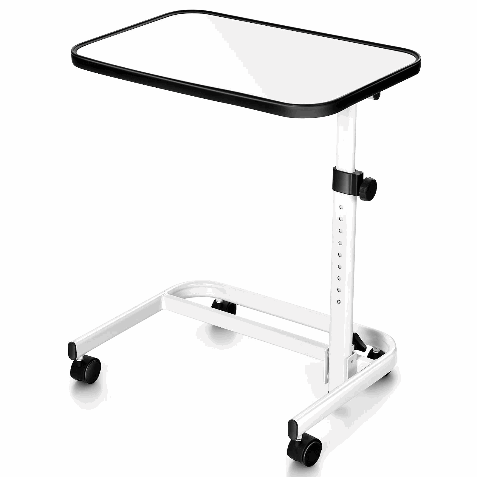 Mobile Table White Bedside Laptop Desk Height Adjustable Computer w/Multi-Angle - Portable Overbed