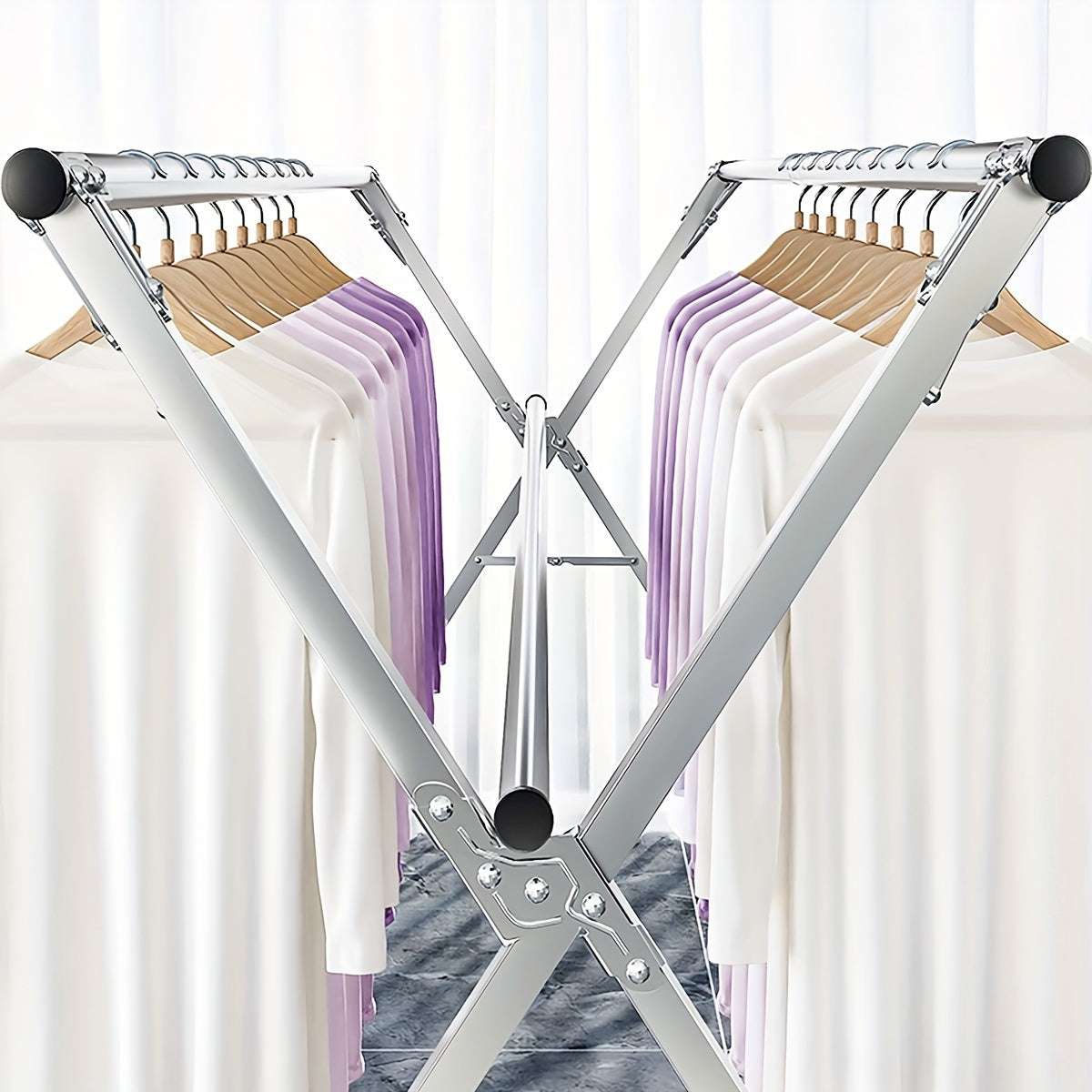 Portable Indoor Outdoor Heavy Duty Stainless Steel Foldable Clothes Drying Rack