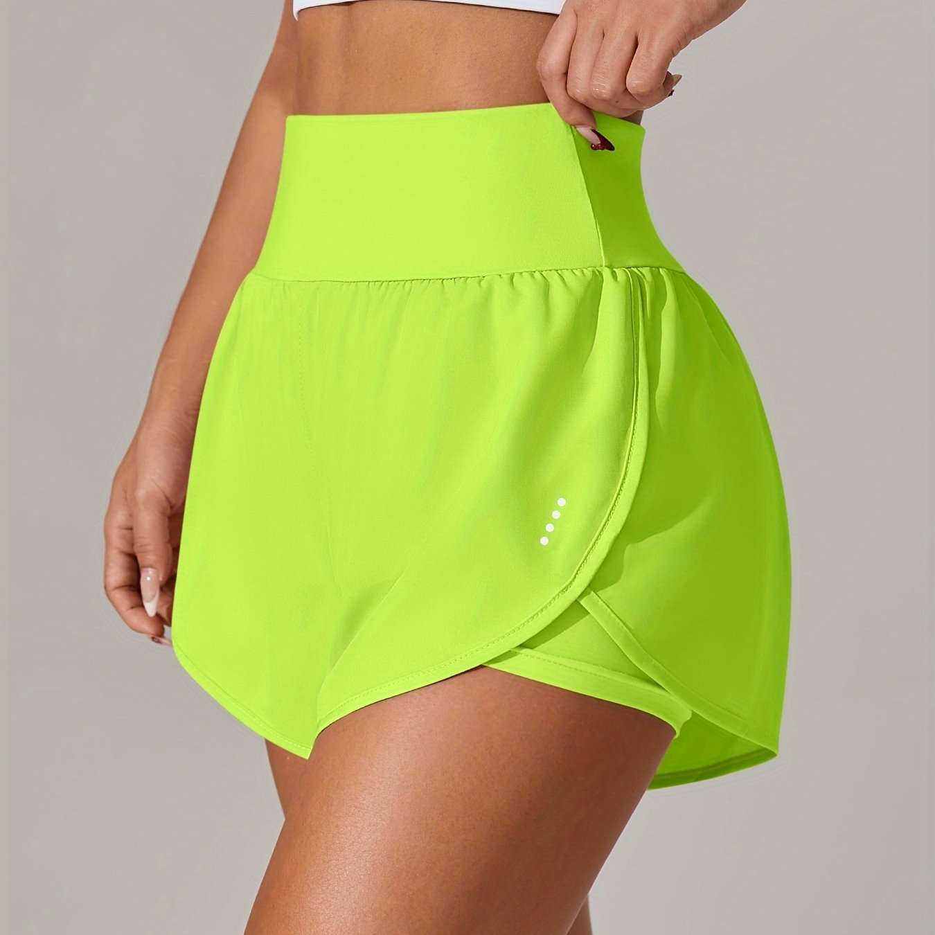 Women's Light Yoga Shorts - Casual & Loose-Fit, High-Waisted with Ruffle Detail, Stretchy Polyester-Elastane Blend, Machine Washable, Perfect for Spring/Summer/Fall