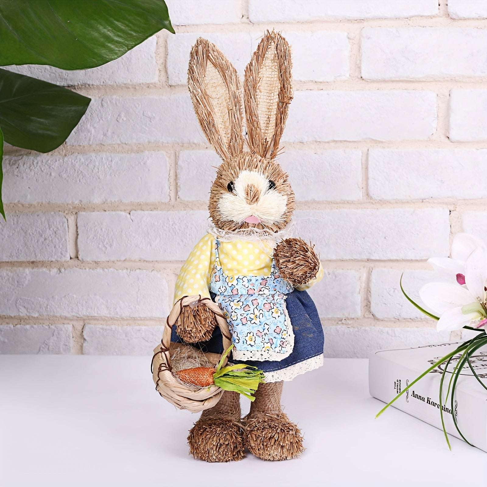 Easter Bunny Decorations Set - Linen & Foam Simulated Rabbit