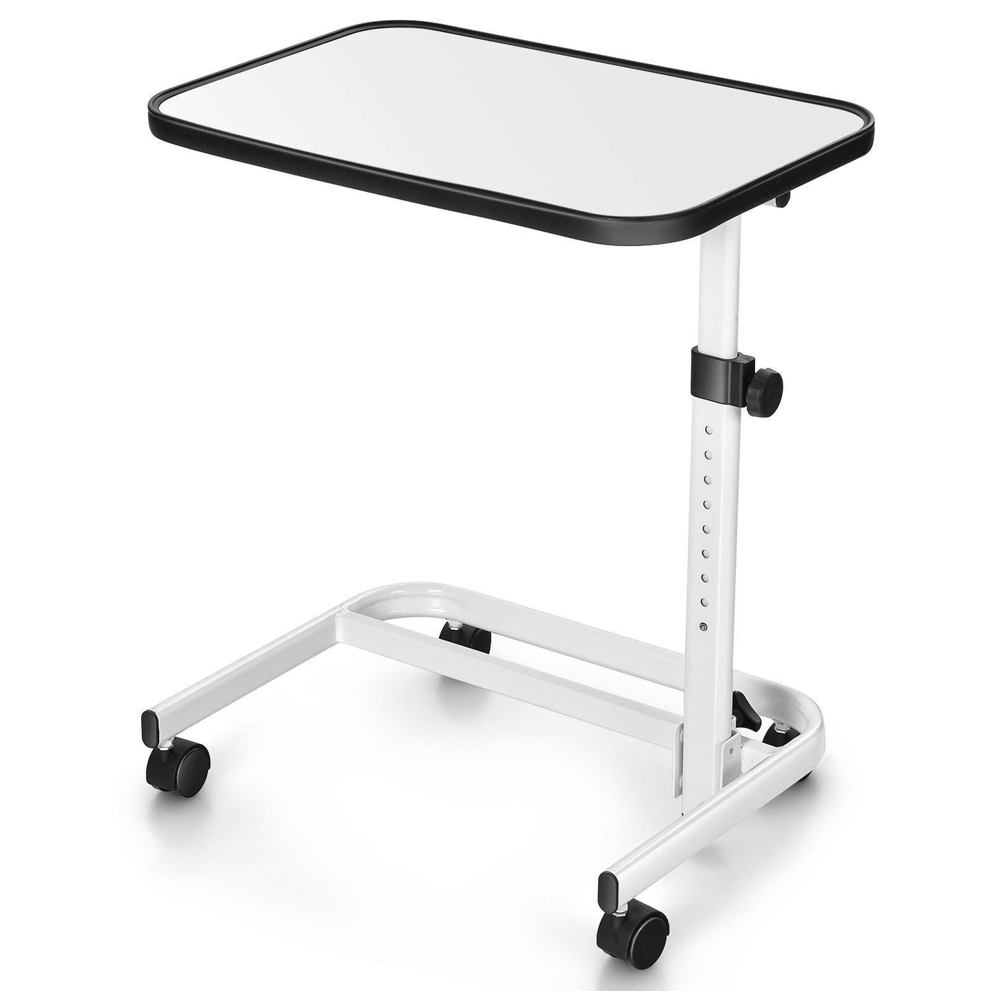 Mobile Table White Bedside Laptop Desk Height Adjustable Computer w/Multi-Angle - Portable Overbed