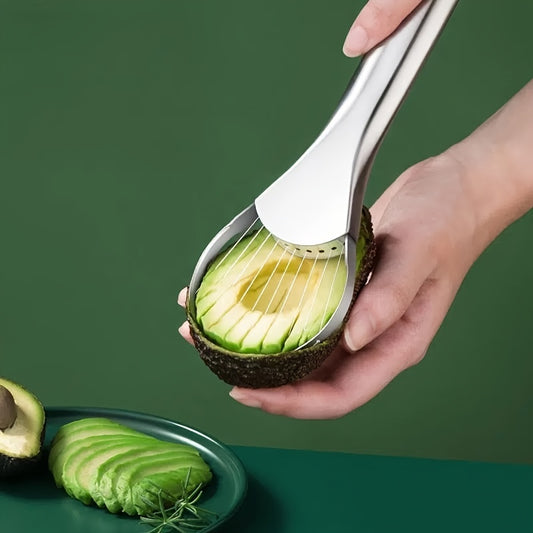 Manual Multifunctional Stainless Steel Avocado Slicer Cutter, for Kitchen Use - No Power Required