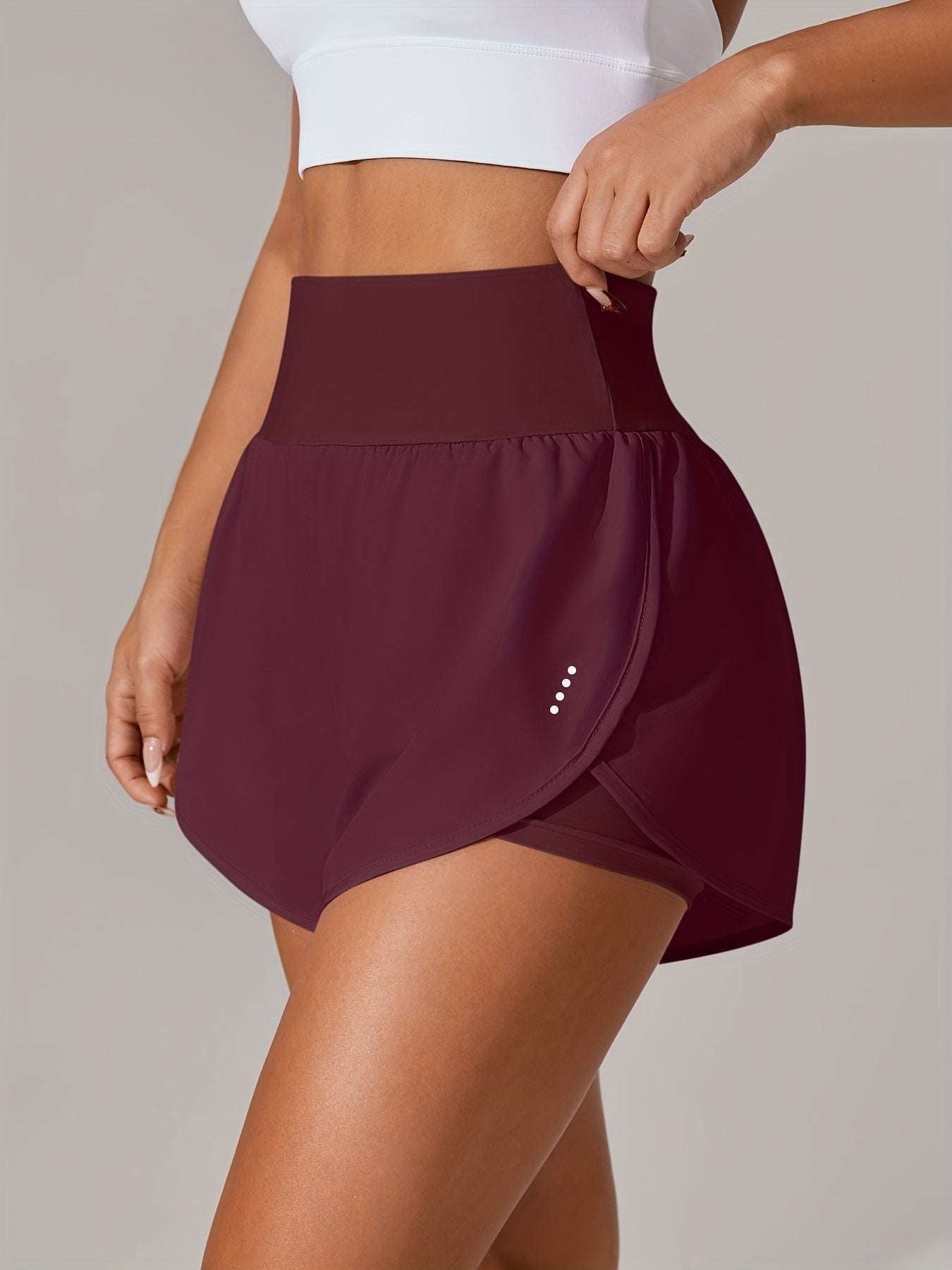 Women's Light Yoga Shorts - Casual & Loose-Fit, High-Waisted with Ruffle Detail, Stretchy Polyester-Elastane Blend, Machine Washable, Perfect for Spring/Summer/Fall