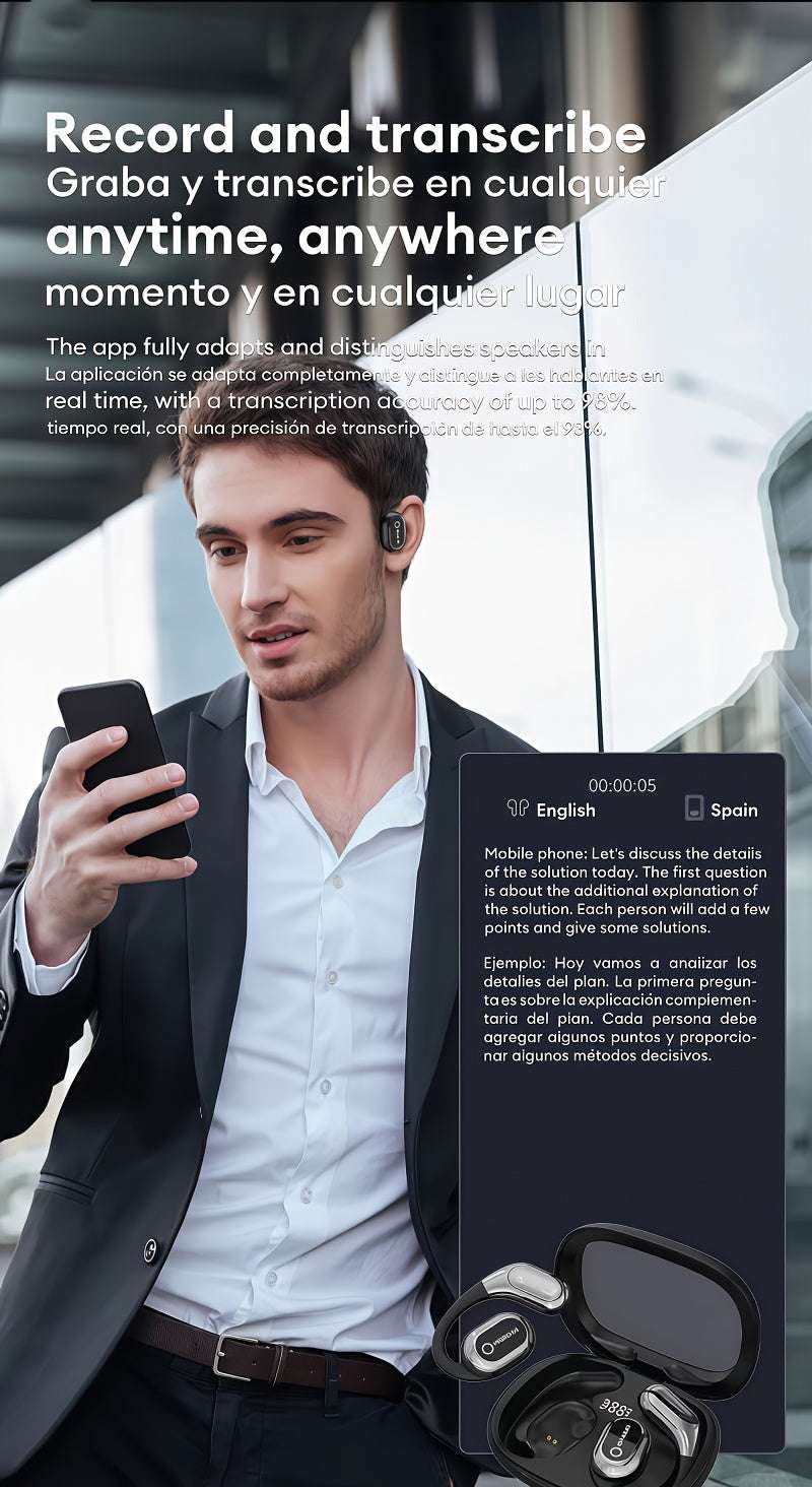 New Multi-Language Real-Time Translation - HY-Y16 AI Smart Translation Headphones Earphones 2025  Perfect for Business Professionals and Travelers Ideal for Meetings and Language Learning