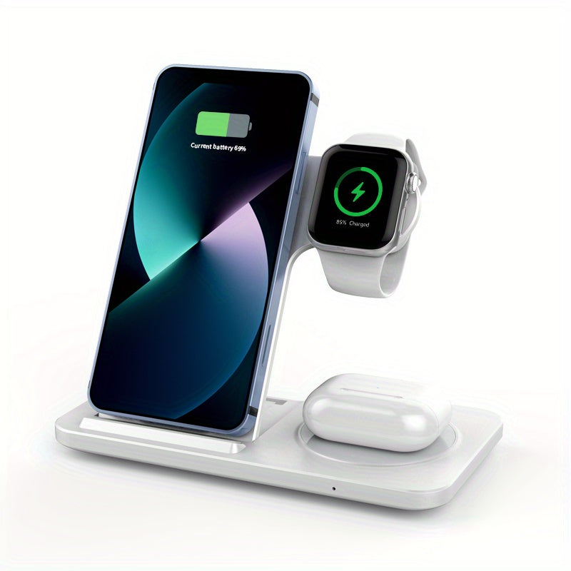 3-in-1 Fast Wireless Charger Stand for iPhone, Apple Watch, and AirPods  Great Gift Idea