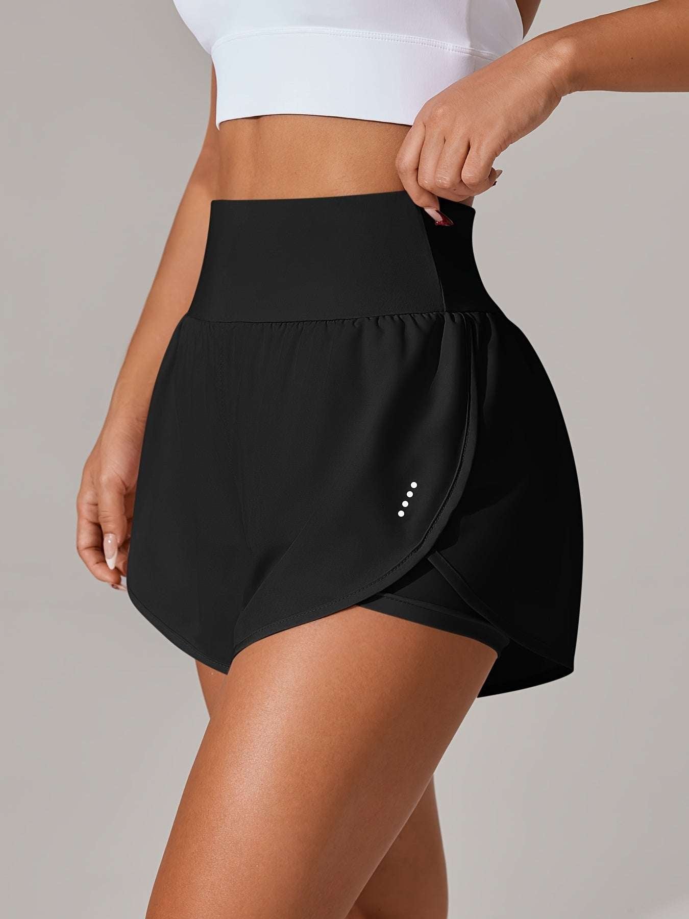 Women's Light Yoga Shorts - Casual & Loose-Fit, High-Waisted with Ruffle Detail, Stretchy Polyester-Elastane Blend, Machine Washable, Perfect for Spring/Summer/Fall