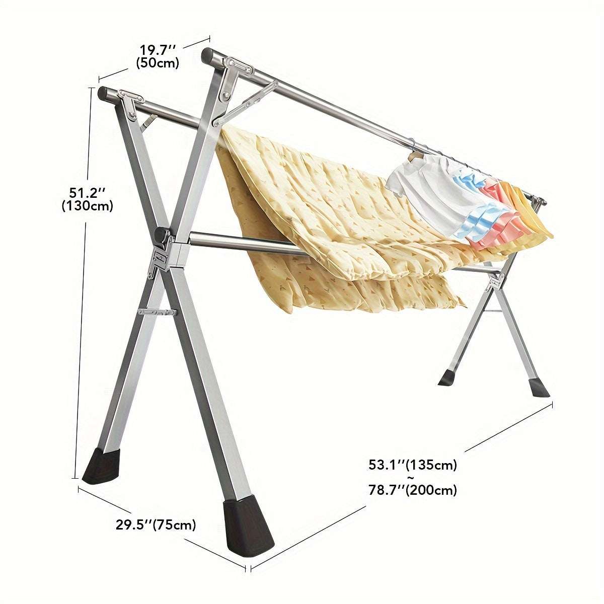 Portable Indoor Outdoor Heavy Duty Stainless Steel Foldable Clothes Drying Rack