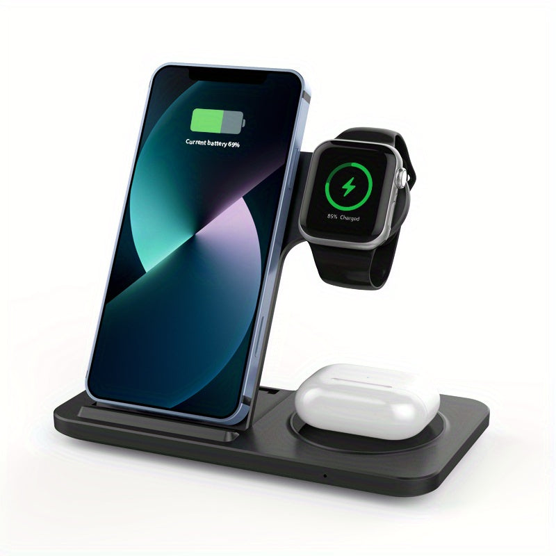 3-in-1 Fast Wireless Charger Stand for iPhone, Apple Watch, and AirPods  Great Gift Idea