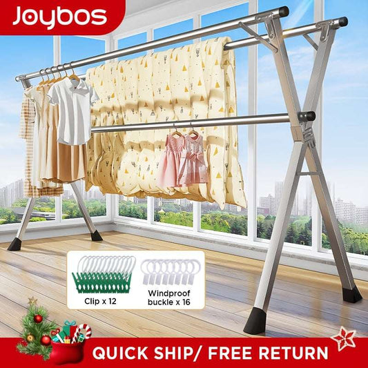 Portable Indoor Outdoor Heavy Duty Stainless Steel Foldable Clothes Drying Rack