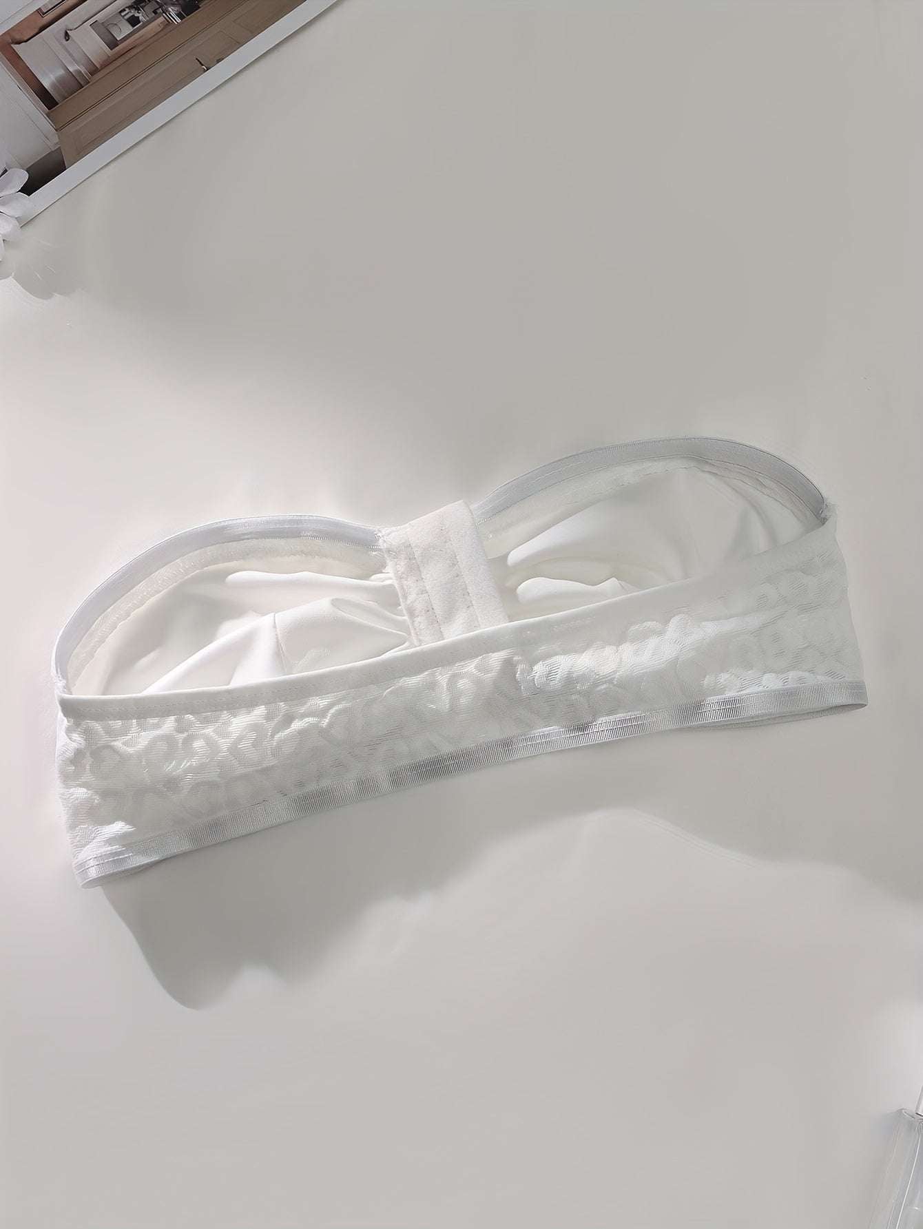 White Strapless Bandeau Bra with Front Hook-and-Eye