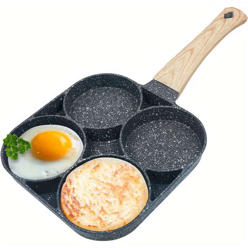 Essential Frying Pan for Eggs ans Pancakes - 4-Hole Non-Stick Frying Pan Made of Maifan Stone