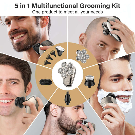 Versatile Multifunctonal 5-In-1 Men'S Electric Head Shaver Detachable Head Shavers