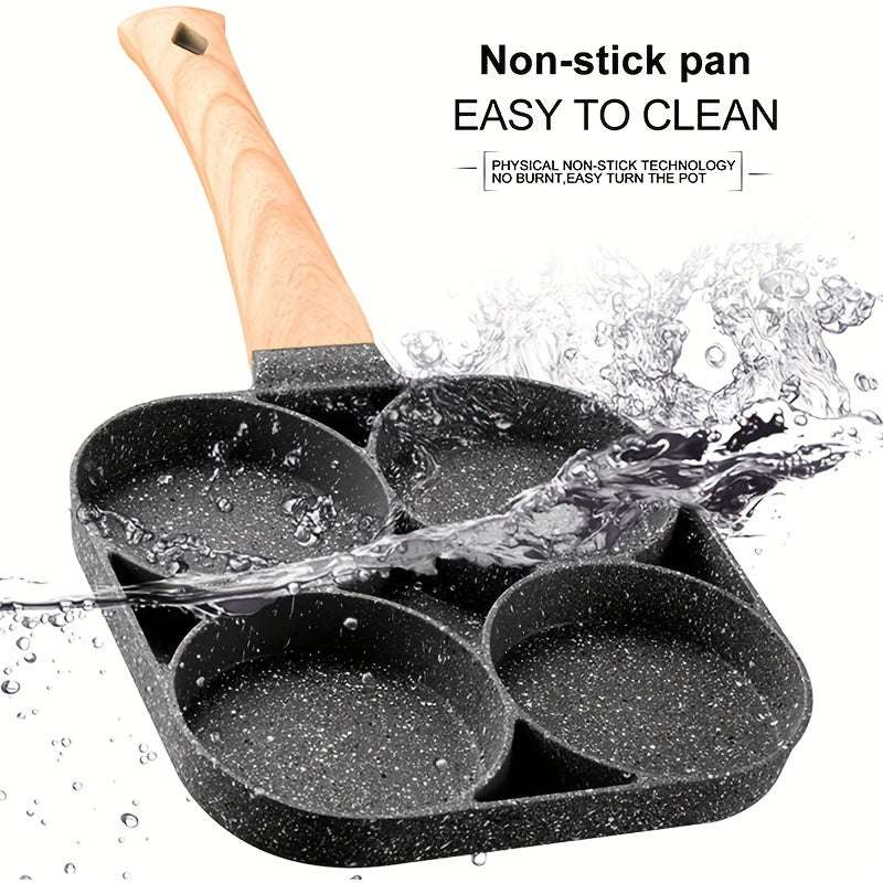 Essential Frying Pan for Eggs ans Pancakes - 4-Hole Non-Stick Frying Pan Made of Maifan Stone