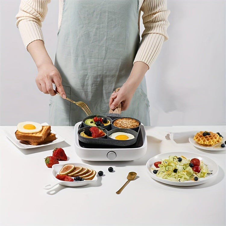 Essential Frying Pan for Eggs ans Pancakes - 4-Hole Non-Stick Frying Pan Made of Maifan Stone