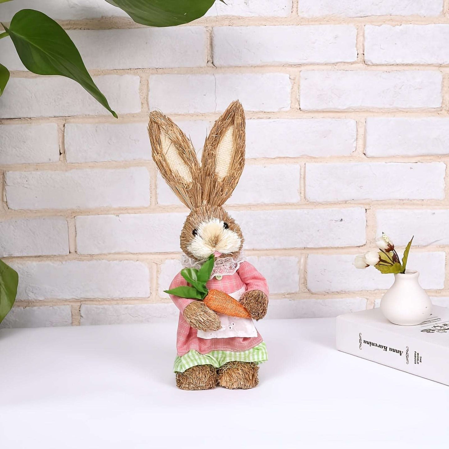 Easter Bunny Decorations Set - Linen & Foam Simulated Rabbit