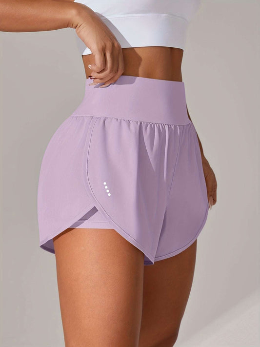 Women's Light Yoga Shorts - Casual & Loose-Fit, High-Waisted with Ruffle Detail, Stretchy Polyester-Elastane Blend, Machine Washable, Perfect for Spring/Summer/Fall