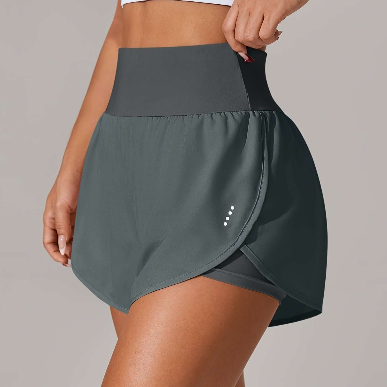 Women's Light Yoga Shorts - Casual & Loose-Fit, High-Waisted with Ruffle Detail, Stretchy Polyester-Elastane Blend, Machine Washable, Perfect for Spring/Summer/Fall