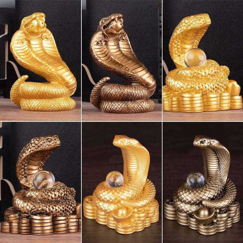 Snakes Ornaments Animal Resin Statue Chinese Style Tabletop Feng Shui Lucky Crafts - 2025 Year Of The Snake