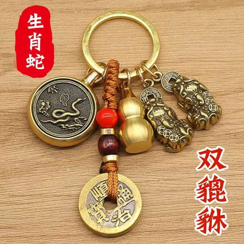 Keychain Snake Mascot - Decoration Brass Bite Pendant Chinese New Year