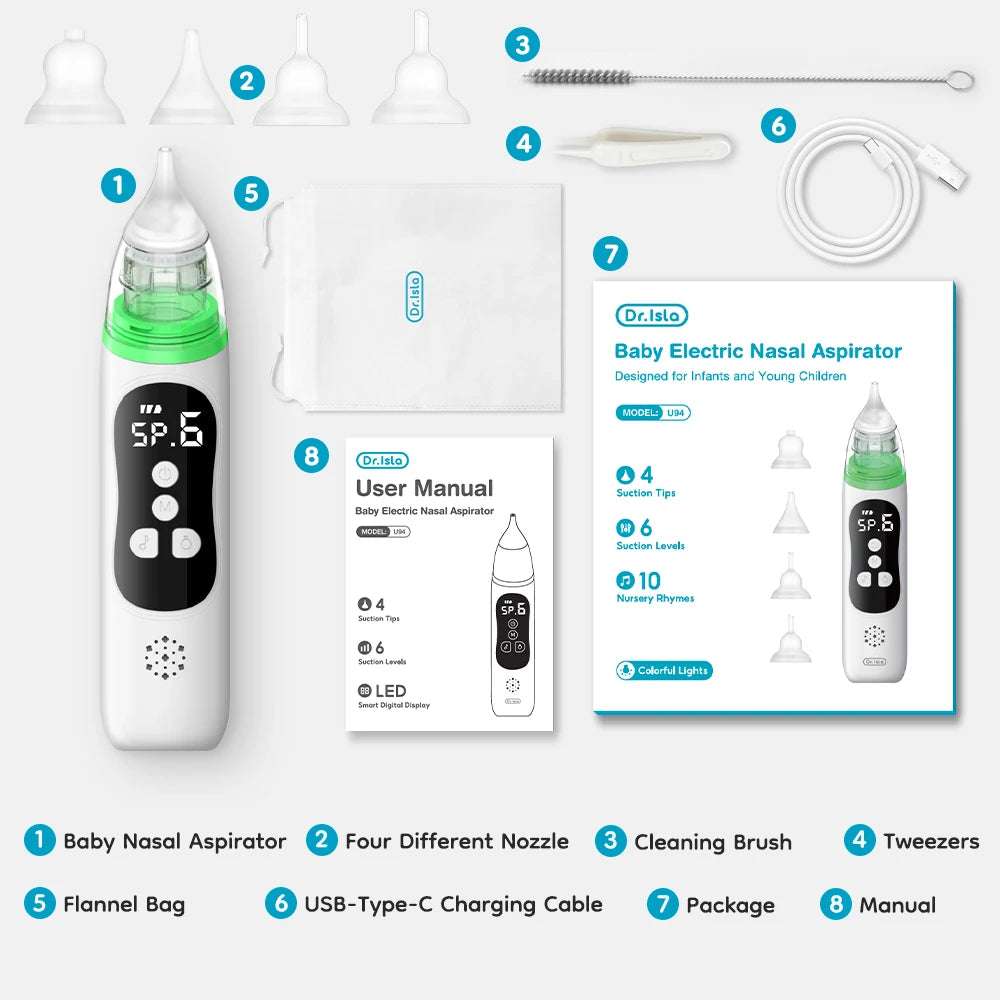 Electric Child Nasal Aspirator – Silicone Nose Cleaner with Adjustable Suction, Low Noise & Safe for Kids