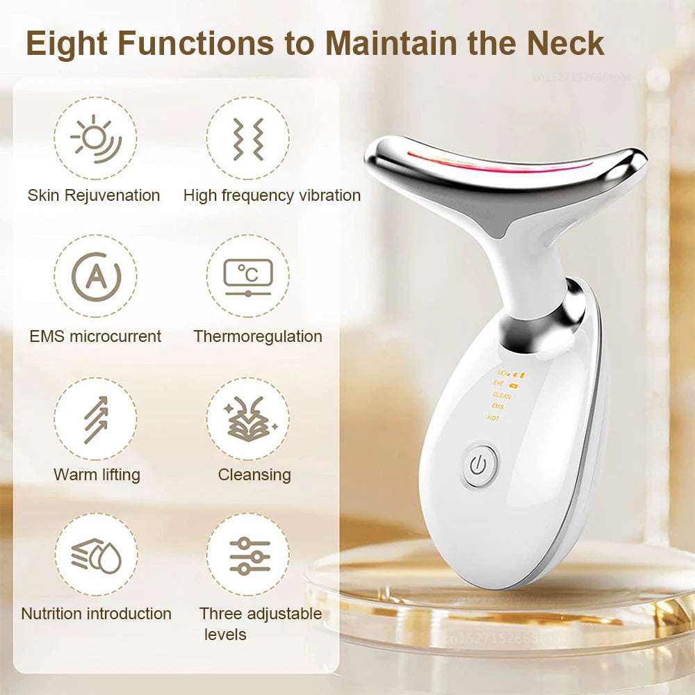 EMS Microcurrent Anti-aging Facial Massager - Red Light Therapy Skin Tightening Neck Face Lifting Massager