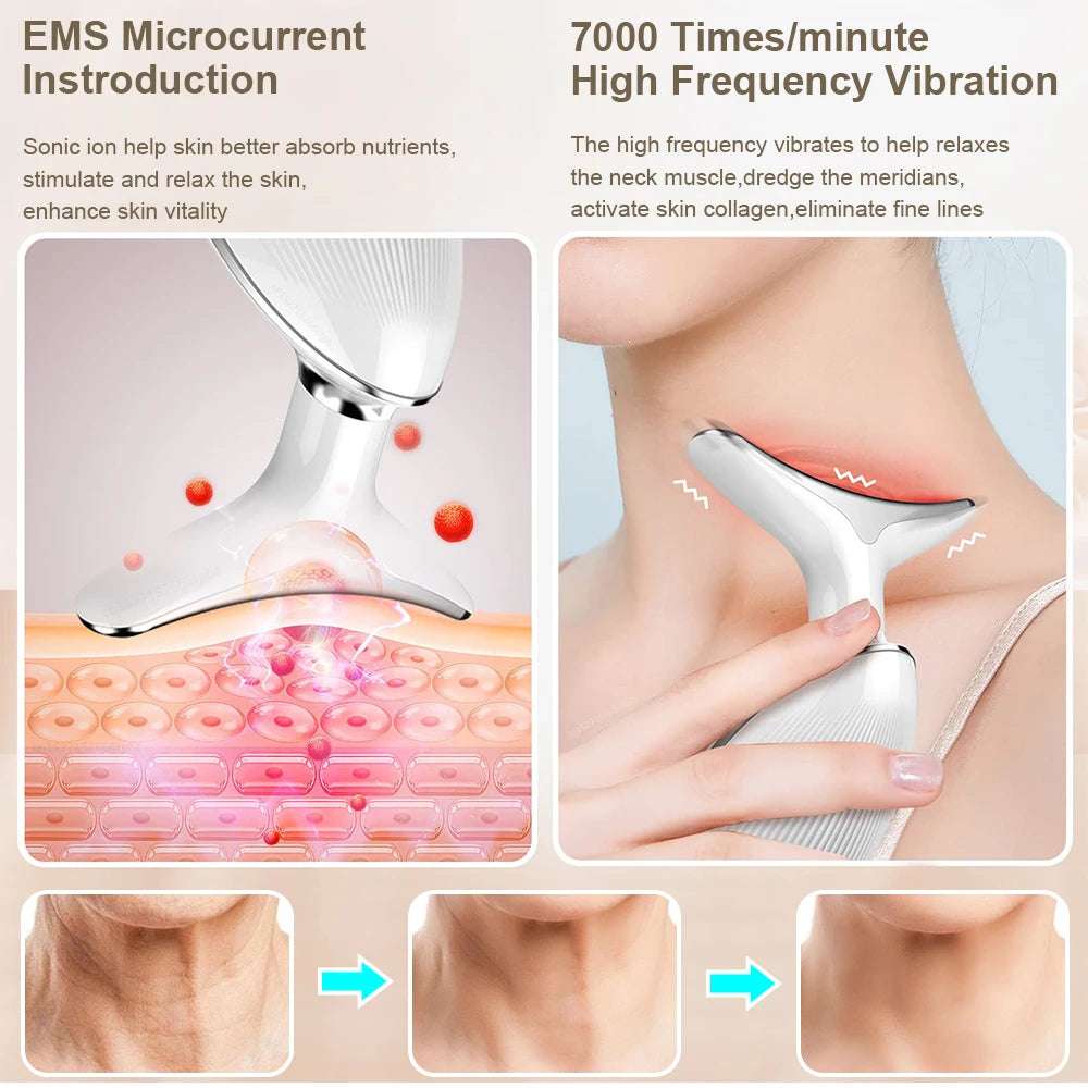 EMS Microcurrent Anti-aging Facial Massager - Red Light Therapy Skin Tightening Neck Face Lifting Massager