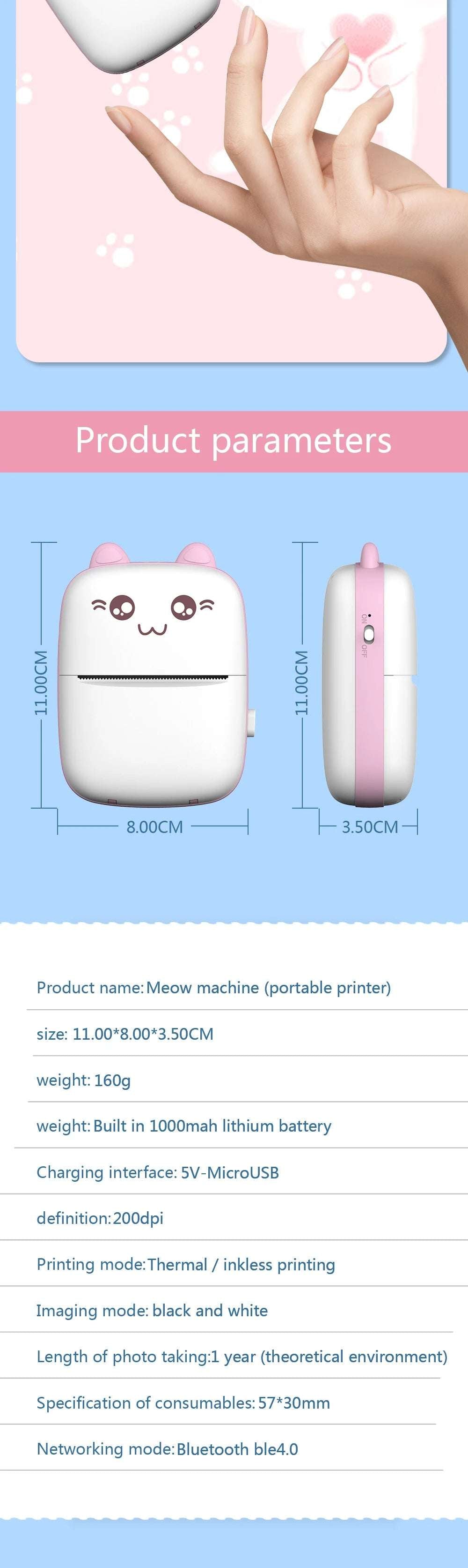 Portable Mini Printer for Children's Gift