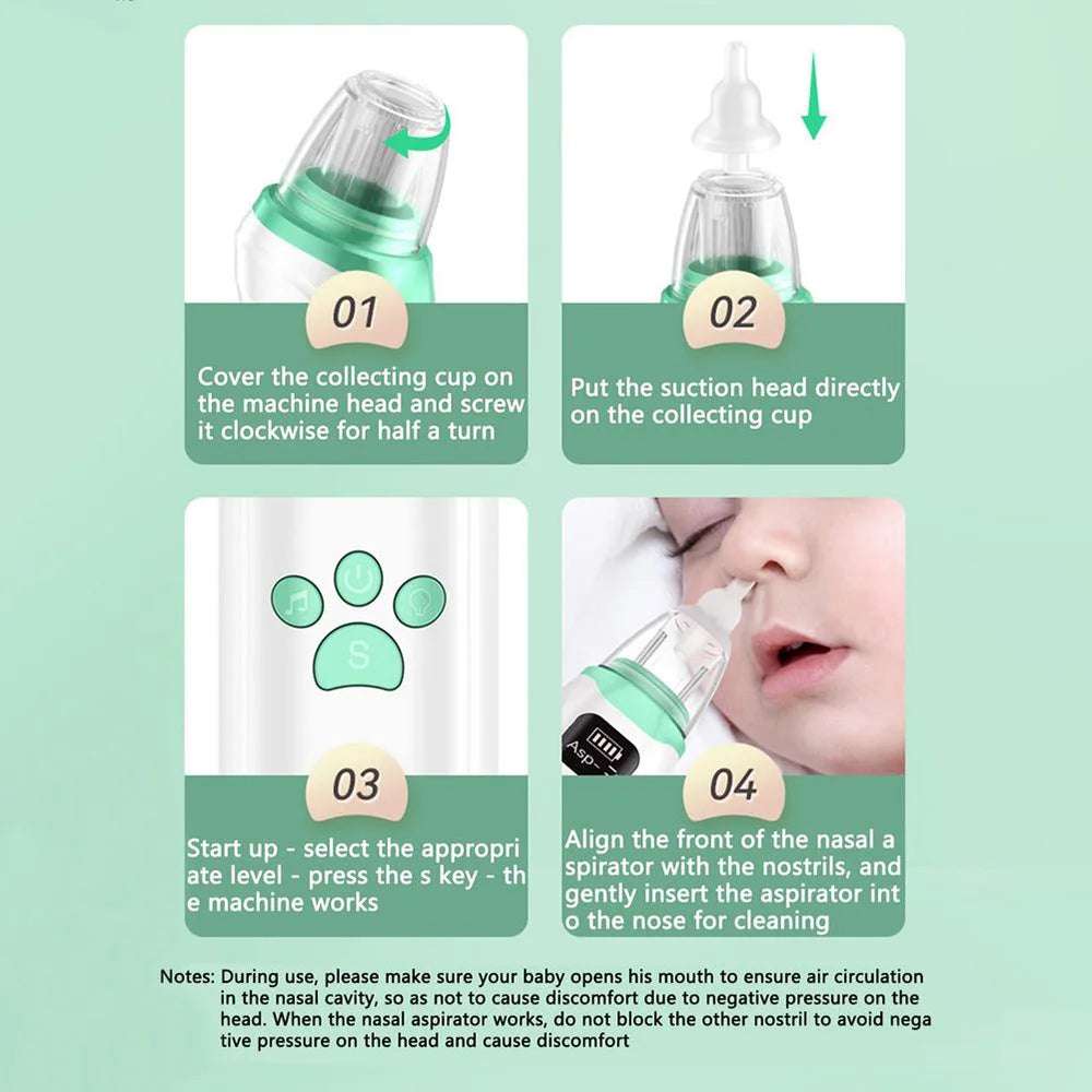 Electric Child Nasal Aspirator – Silicone Nose Cleaner with Adjustable Suction, Low Noise & Safe for Kids