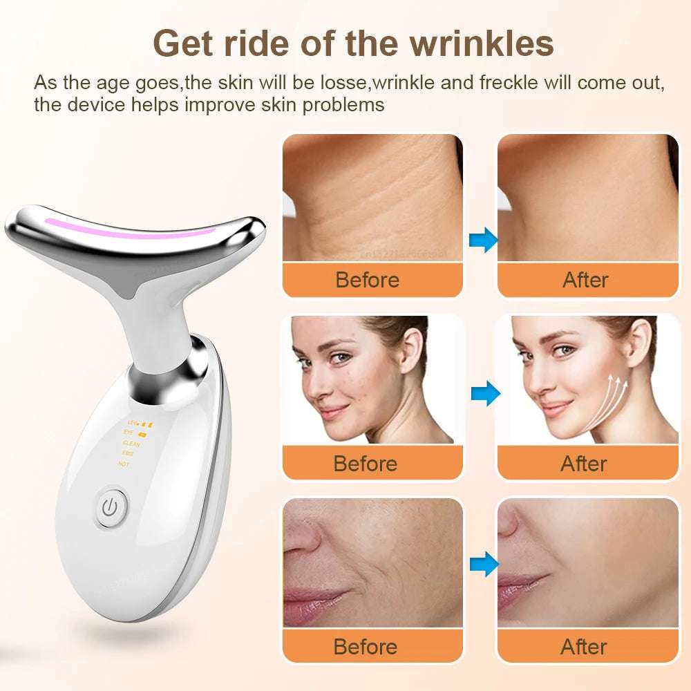 EMS Microcurrent Anti-aging Facial Massager - Red Light Therapy Skin Tightening Neck Face Lifting Massager