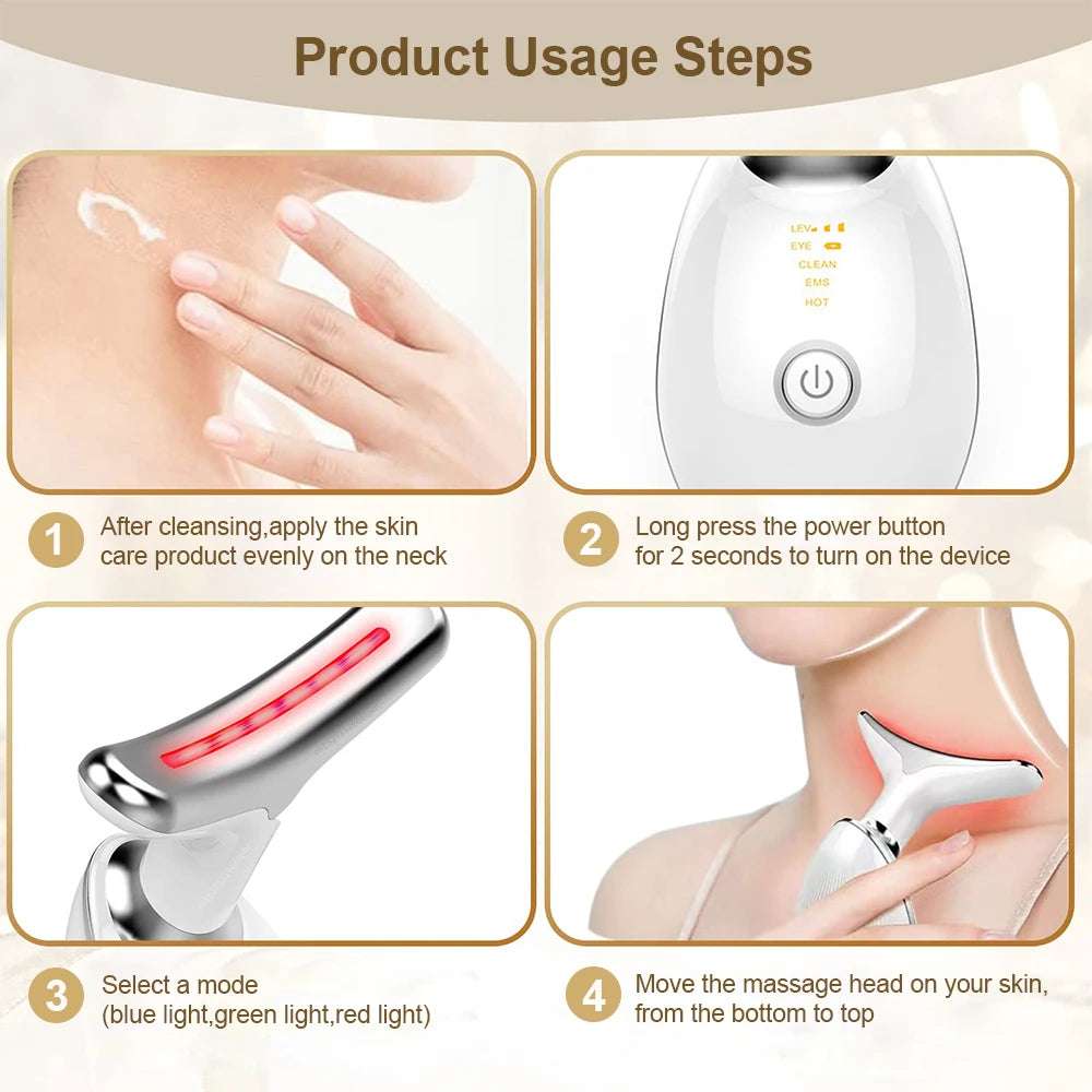 EMS Microcurrent Anti-aging Facial Massager - Red Light Therapy Skin Tightening Neck Face Lifting Massager