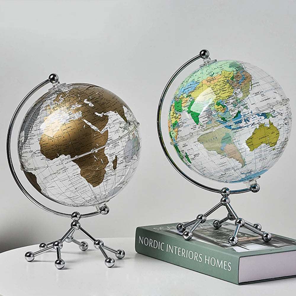 Educational Ornament Desk Accessories Globe World Map - Transparent Globe