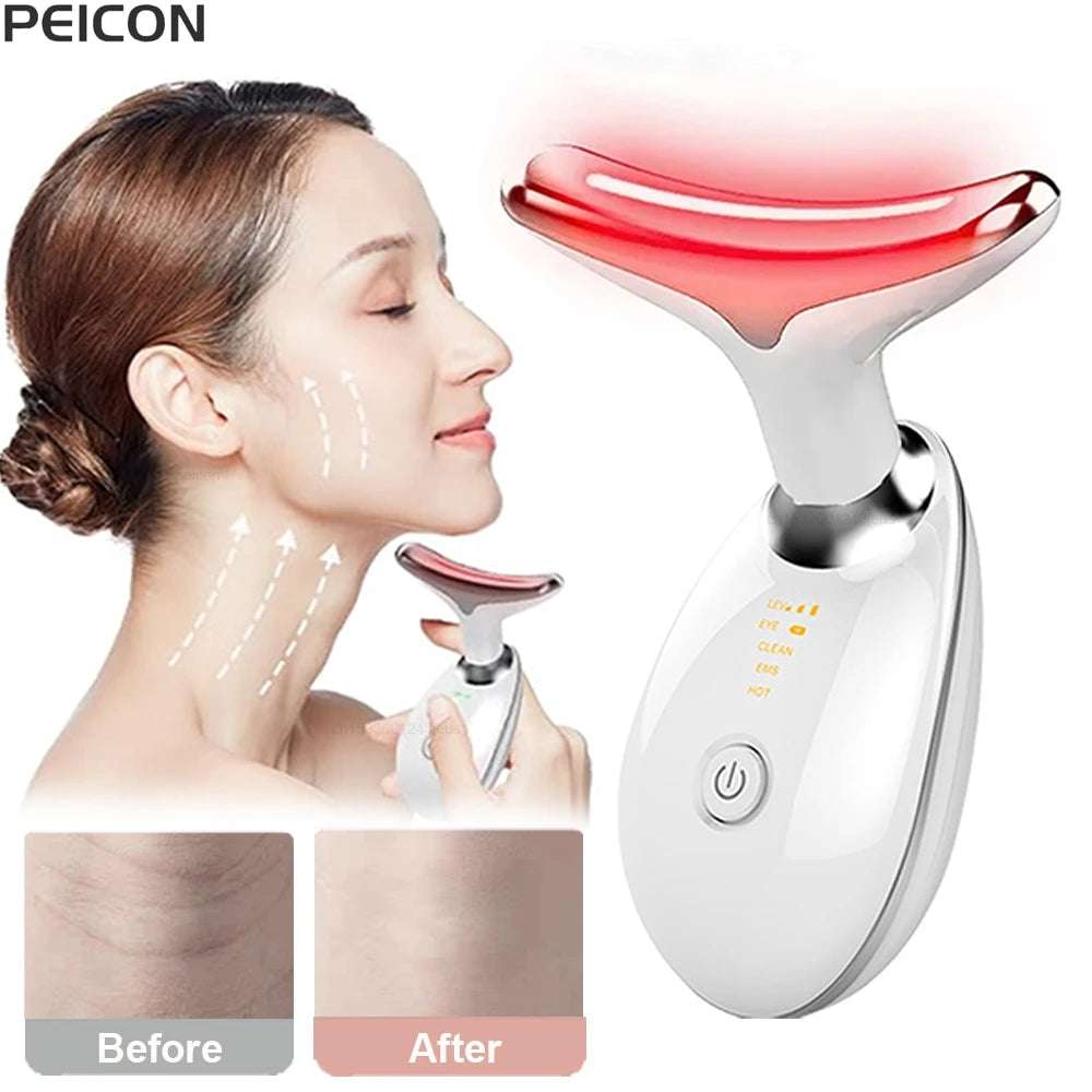 EMS Microcurrent Anti-aging Facial Massager - Red Light Therapy Skin Tightening Neck Face Lifting Massager