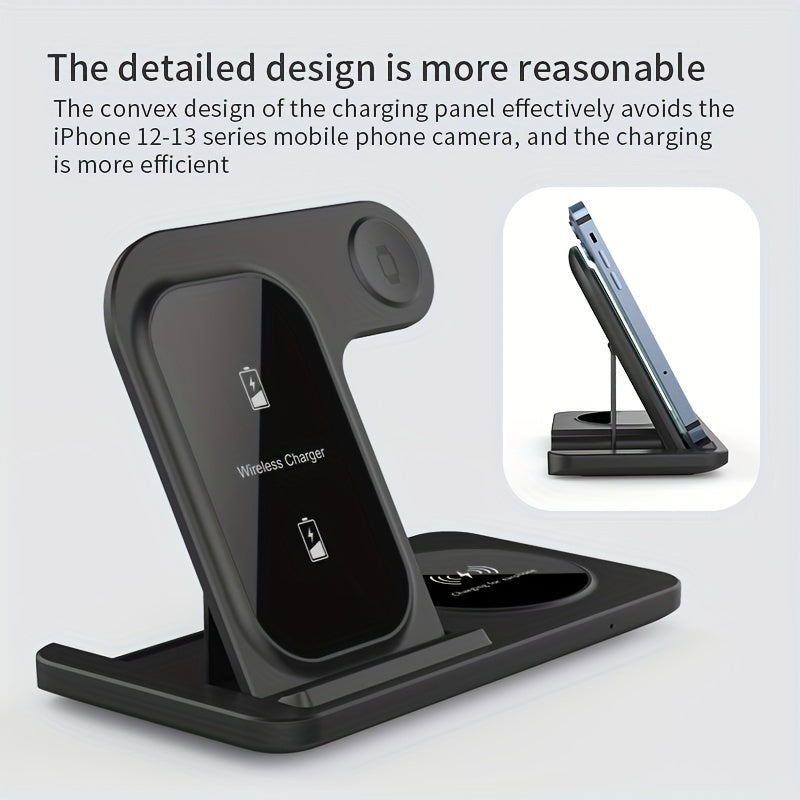 3-in-1 Fast Wireless Charger Stand for iPhone, Apple Watch, and AirPods  Great Gift Idea