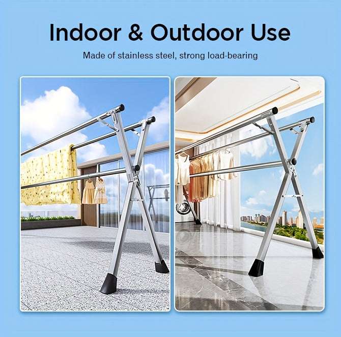 Portable Indoor Outdoor Heavy Duty Stainless Steel Foldable Clothes Drying Rack