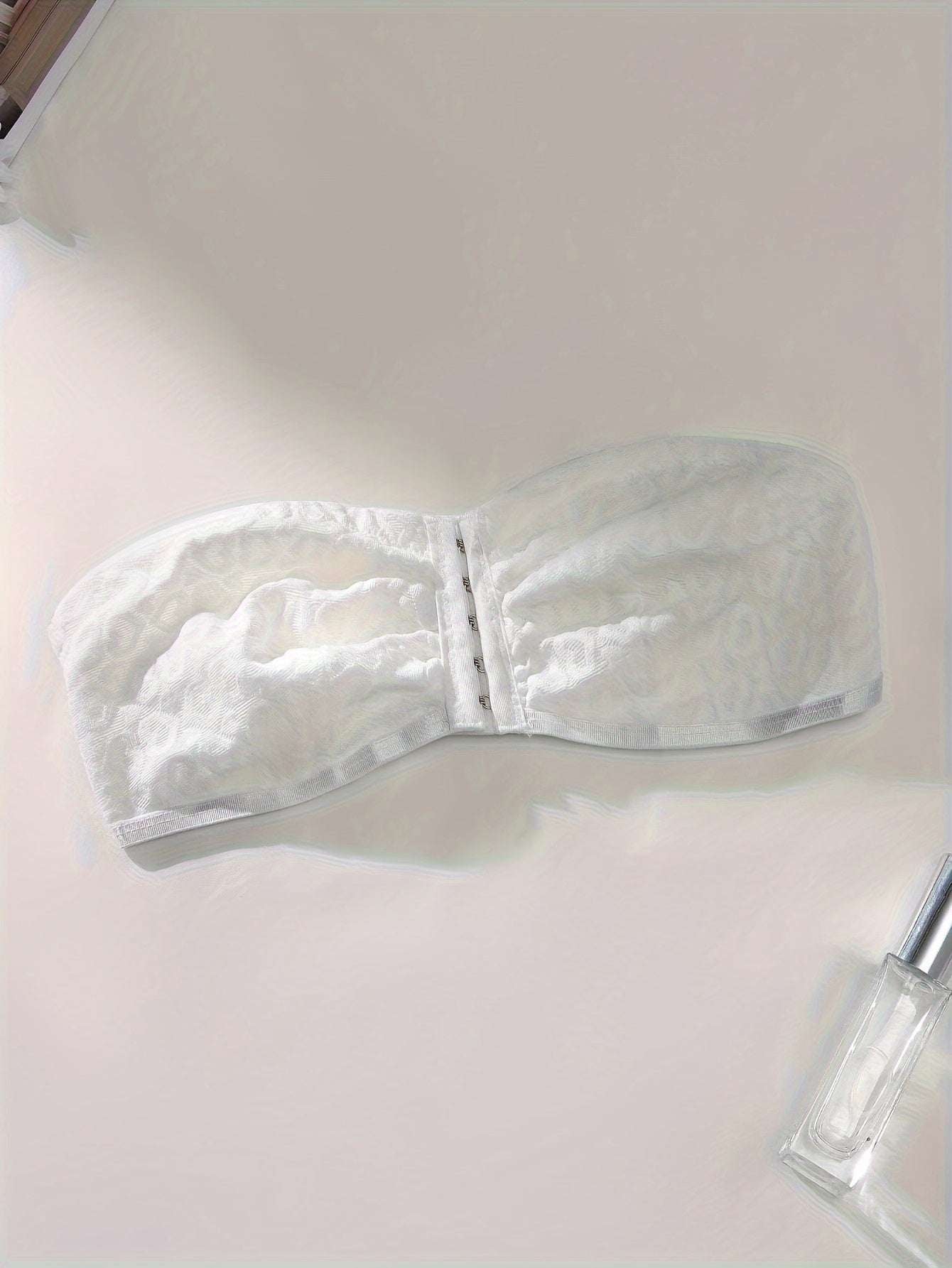 White Strapless Bandeau Bra with Front Hook-and-Eye