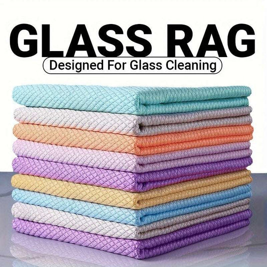 10-Pack Microfiber Glass Cleaning Cloths - Streak-Free