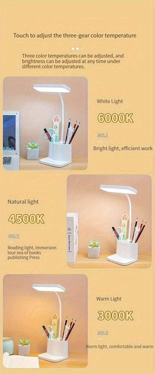 2 in 1 Pencil Holder Organiser and LED Desk Lamp with Touch Control