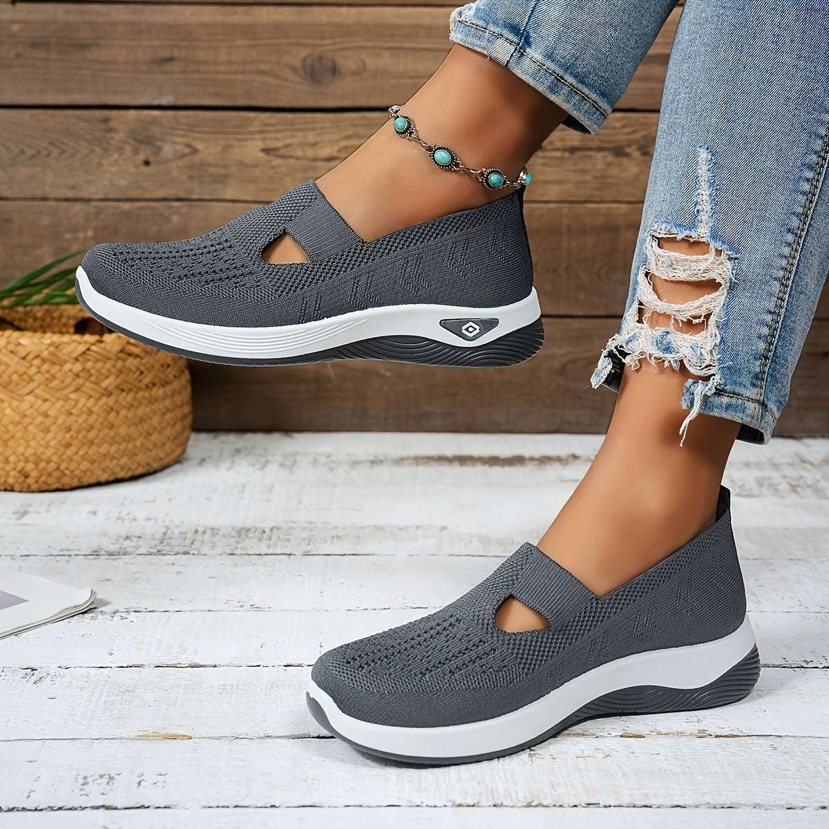 Lightweight & Comfortable Walking Shoes with Rubber Sole and Fabric Insole Versatile Footwear in Multiple Colors - Hand Washable