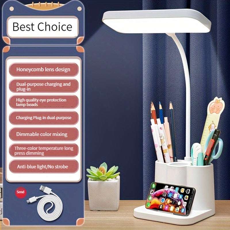 2 in 1 Pencil Holder Organiser and LED Desk Lamp with Touch Control