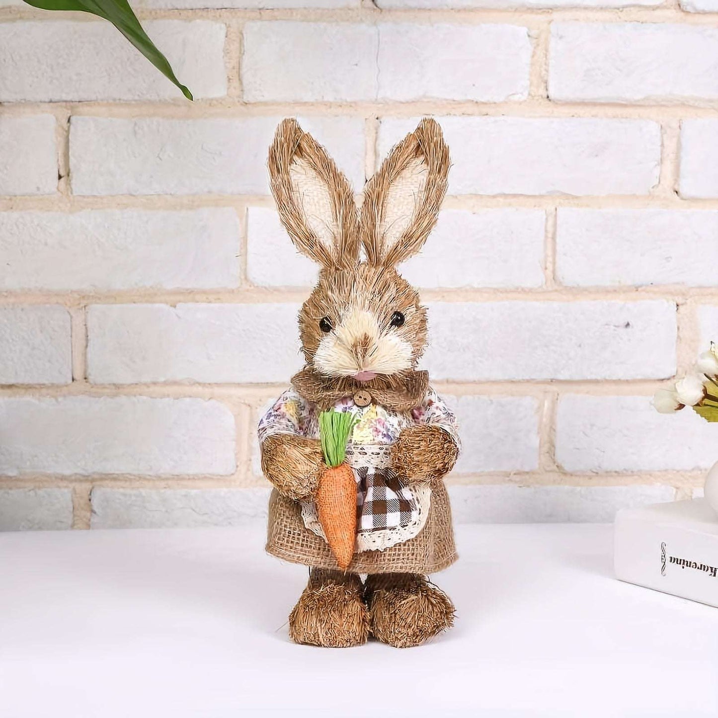 Easter Bunny Decorations Set - Linen & Foam Simulated Rabbit