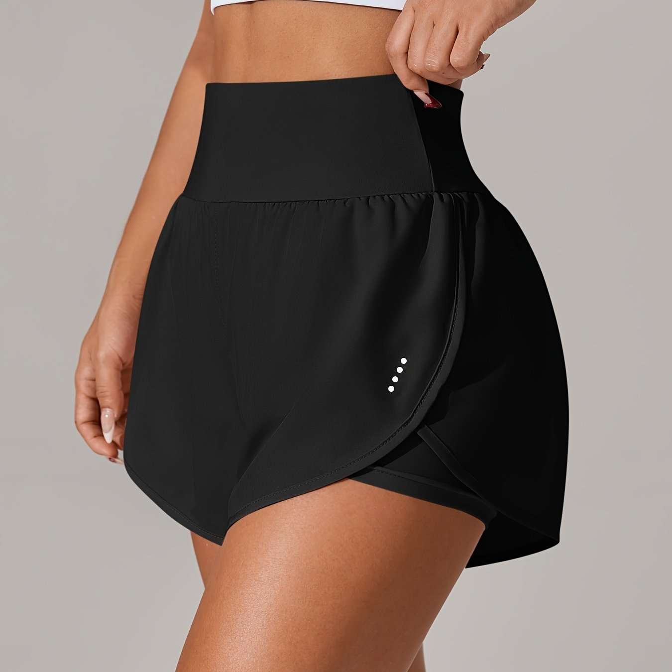 Women's Light Yoga Shorts - Casual & Loose-Fit, High-Waisted with Ruffle Detail, Stretchy Polyester-Elastane Blend, Machine Washable, Perfect for Spring/Summer/Fall